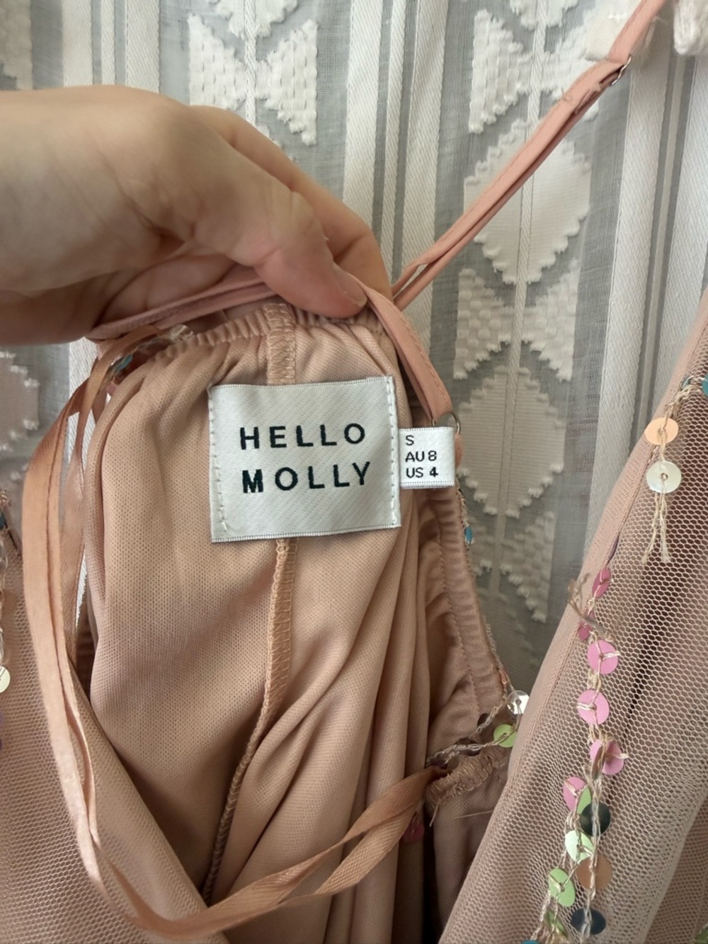 Hello Molly Blush Pink Sequin Mesh Mini Romper - Picture 3 of 3